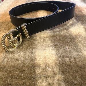 Gucci Black Belt with Gold Accents